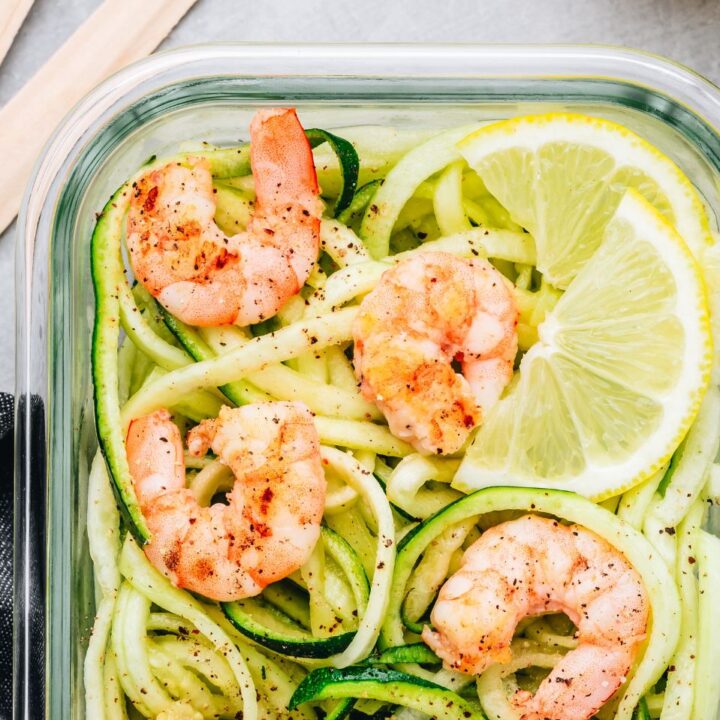 Zucchini noodles with scampi shrimp