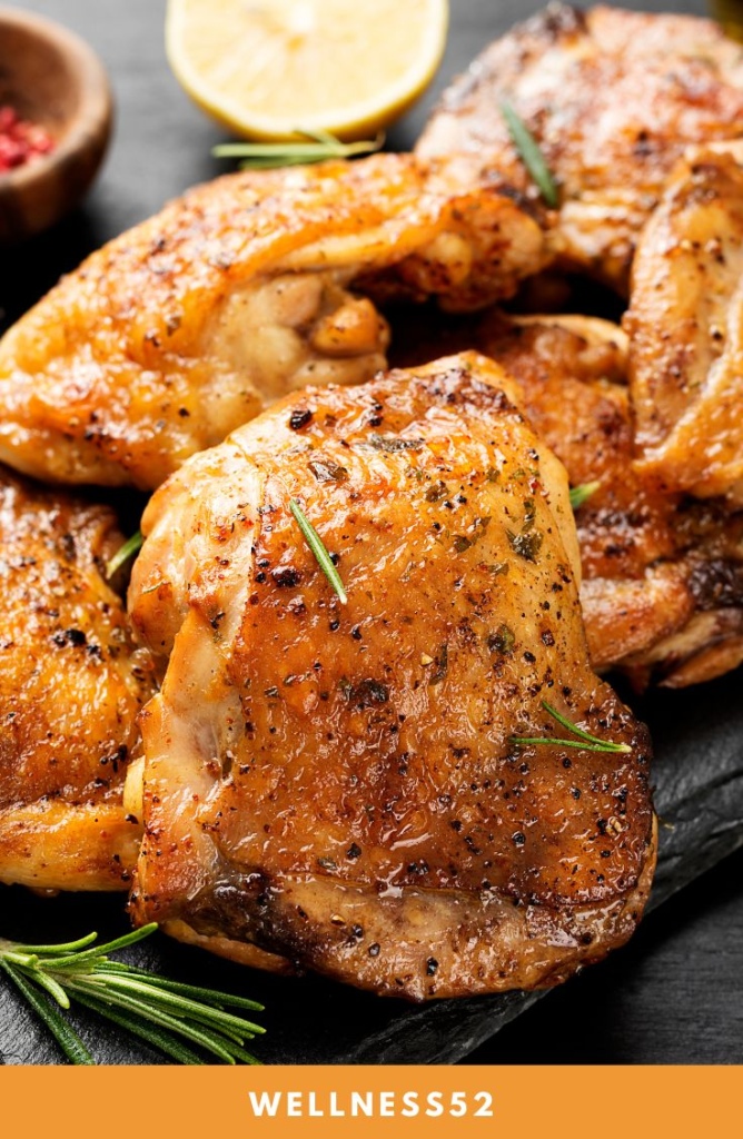 Grilled chicken thighs with spices and lemon