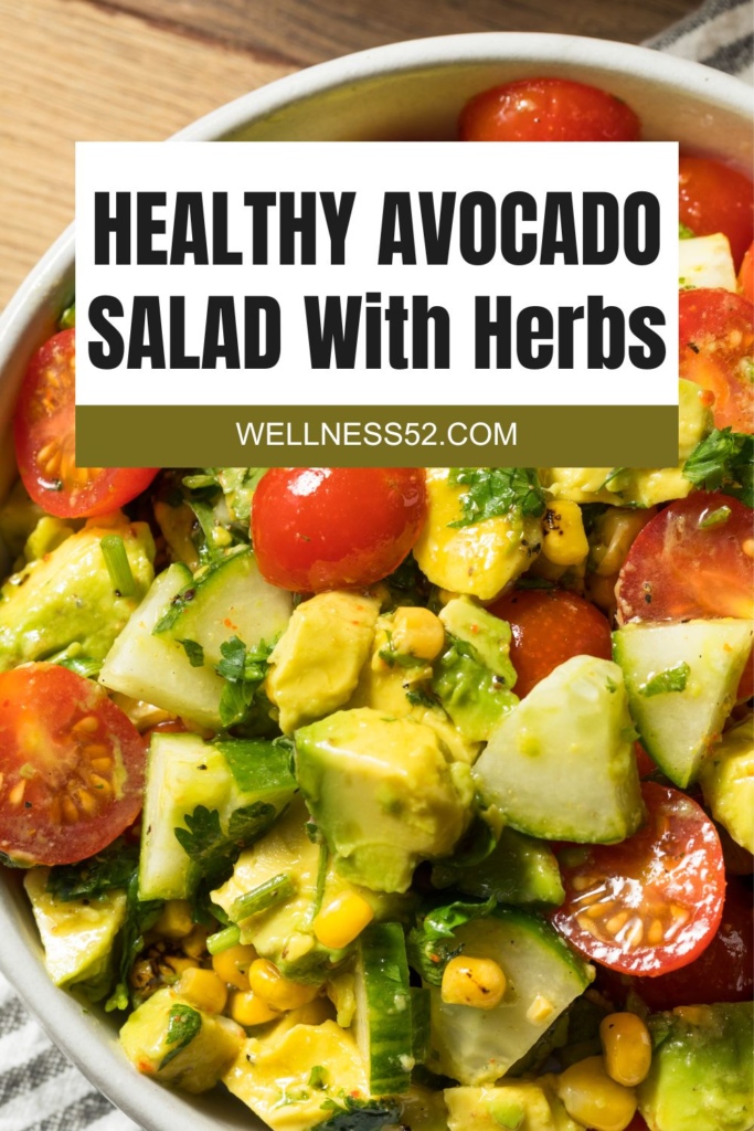 healthy avocado salad with herbs
