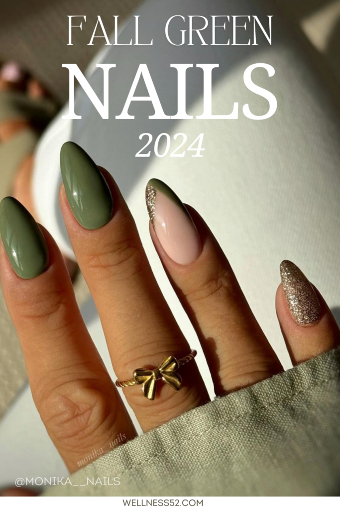 Green nail design for fall