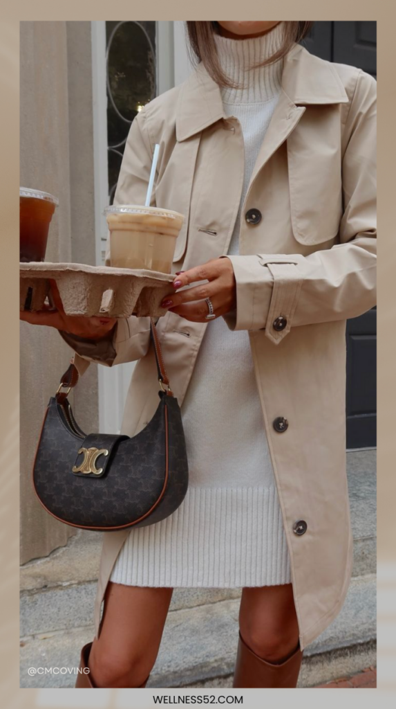 Trench Coat and Sweater Dress