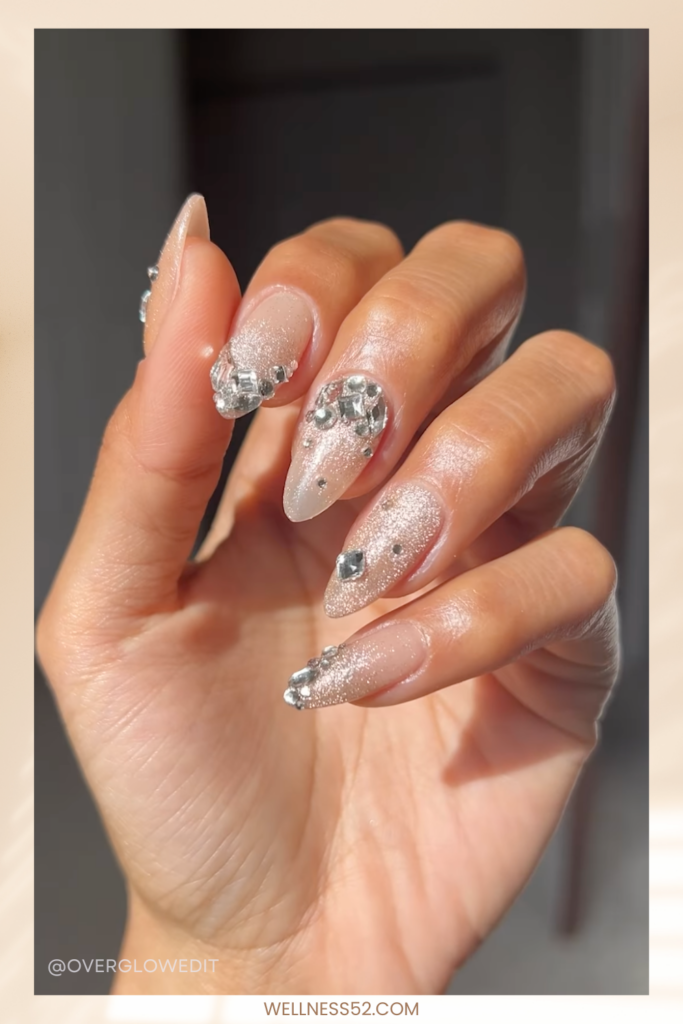 Frosty White & Silver Sparkle Nails